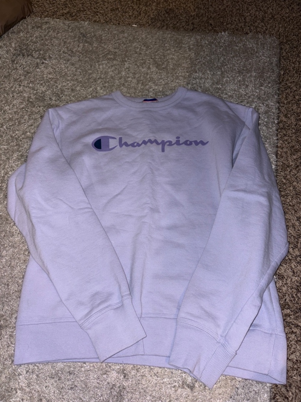 Champion Light Lavender Logo Crewneck